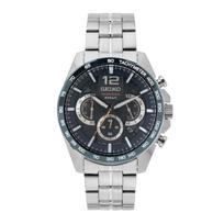 SEIKO Chronograph Quartz Watch SSB345P1, Navy Dial, Stainless Steel Case, 100m Water Resistant, Men's, Overseas Exclusive gray