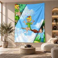 Decorative Tapestry,Bibi Blocksberg Printed Wall Art, Lightweight Wall Hanging For Bedroom Background 100cmx150cm blue