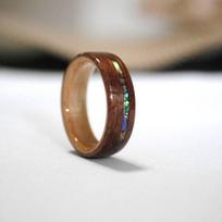 JMXD-Pearl Shell Shabili Wood Ring, Unisex Wedding Ring beige