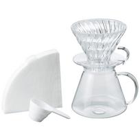 HARIO V60 Stiklinis paruošimo rinkinys Praktinis talpa 600ml Serverio Puodeliai Skaidrus Pagaminta Japonijoje Dovana 1~4 S-VGBK-02-T gryna