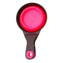 Collapsible Pet Scoop Silicone Measuring Cup with Sealing Clip 2 in 1 Multi-Function Scoop Bowls for Dog Cat Food S rožinė