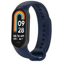 For Xiaomi Smart Band 9 Metal Connector Silicone Watch Band Replacement Comfortable Sport Bands SYA002646901A-AR vidurnakčio mėlyna spalva