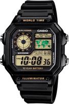 Casio Royale AE-1200WH-1BV Vyriškas pasaulio laiko skaitmeninis laikrodis Juodas Žalias Žemėlapis 10 metų baterija beige