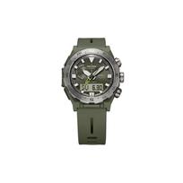 Casio PRO TREK Series-Disc Dual Display Outdoor Waterproof and Shockproof Gun Solar Movement Quartz Movement Resin Strap Japanese PRW-6800Y-3JF-person žalia