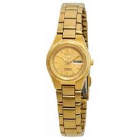 SEIKO 5 series 30 meters waterproof Automatic Steel Strap 26mm women's watch gold dial SYMC18 mėlyna