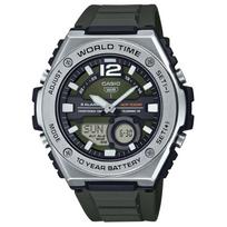 Casio 100M Waterproof Quartz Movement Resin Strap Watch Green Dial Unisex watches MWQ-100-3AVDF Green Dial gray