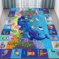 Vaikiškas kelių eismo kilimas, didelis kilimas su statybų scena, kilimėlis vaikų kambario dekoravimui, patvari grindų danga žaidimų zonai 40x60cm blue