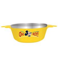 Mickey Mouse icon stainless steel bowl, retro yellow, 1 piece, Popular Korean parenting items gray