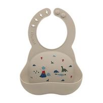 Fromis silicone bib, Dino, 1 piece beige