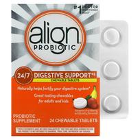 Align Probiotics, Enhances Digestive Function 24/7, Banana Strawberry Flavor, 24 Chewable Tablets