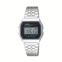 CASIO YOUTH  Box Quartz Movement Stainless Steel Strap Watch Unisex Black Dial A159WA-N1DF Regular Watch Box gray