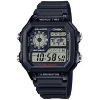 Casio Vyriškas AE-1200WH-1AJH [CASIO Collection AE-1200 guminė juosta] Kvadratinis laikrodis Black Resin Digital gray