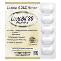 California Gold Nutrition, LactoBif 30 probiotikų, 30 milijardų KSV, 60 daržovių kapsulių