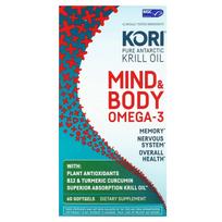 Kori, pure Atlantic krill oil, mind and body omega-3, 60 softgels