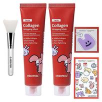 Medi-Peel Red Lacto Collagen Wrapping Mask 70g x 2p + Silicone Brush + Dandelion Heart Sticker + Smart Talk Random Delivery Set, 1 set