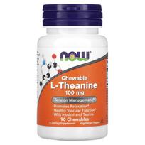 NOW Foods, Chewable L-Theanine, 100 mg, 90 chewable tablets
