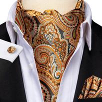 Hi-Tie Vyriškas Ascot Kaklaraištis Juodas Rožinis Mėlynas Raudonas Auksinis Žalias Violetinis Baltas Kaklaraištis Skarelė Manžetės Vyrui Vestuvės Verslas Prom brown