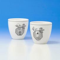Joguman Studio Korėjos leidimo keramininių soju stiklinių rinkinys white
