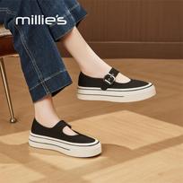 Millies Women's Thick-Sole Canvas Mary Jane Shoes 37 juoda