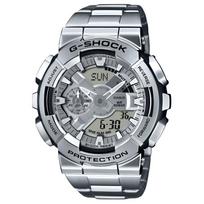 CASIO G STEEL Collection Dual Display Disk Quartz Movement Stainless Steel Strap Watch Men's Watches GM-110D-8A Silver Dial black