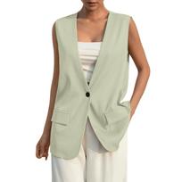 Ladies Fashionable Vest Jacket Slim Elegant Casual Office Cardigan XXXL mėtų žalios spalvos