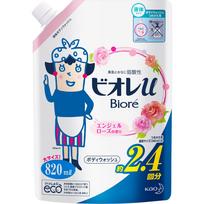 KAO Biore u Angel Rose kvapo papildymas 820 ml Bendrosios paskirties (Biore II) Kūno muilas Užtepkite reikiamą kiekį ant drėgnos kempinės arba kempinės, suputokite ir nuprauskite,
