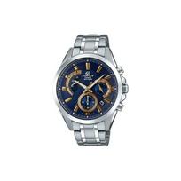 Casio Edifice 100 Meters Waterproof Quartz Movement Stainless Steel Strap Watch Men watches Blue EFV-580D-2AVUDF Blue Dial gray