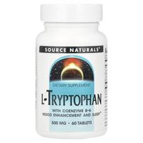 Source Naturals, L-triptofanas su kofermentu B-6, 500 mg, 60 tablečių