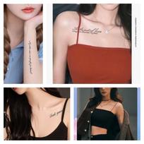 Linksmos damos tatuiruotės lipdukas šriftas angliškas tatuiruotės lipdukas vandeniui atspari chna tatuiruotė tatuiruotės lipdukų rinkinys iš 5, 5 vienetai, šrifto tatuiruotė white