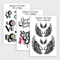 MEGA Tatuiruotės 18 tipų sausų tatuiruočių, kurias galima klijuoti be vandens MEGA TATTOO MTS 21 - Alphabet 2 black