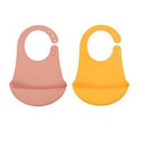 Daily Like Bonbon silicone bib 2-piece set, dusty rose, mustard, 1 set yellow