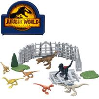 Mattel Jurassic World Naujieji Dominatoriai Mini figūrėlių rinkinys su laikymo dėklu 4 ir HJB15 [Dinozaurų žaislas] [Amžius nuo] gray