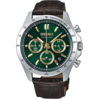SEIKO 1 5 sekundžių chronografas Kvarcinis riešinis laikrodis Vyriškas SBTR017 Žalias rudas odinis gray