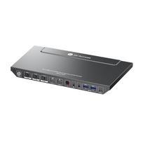 AV Access KVM Switch Docking Station 2 HDMI Ports for Dual Fast Charging Ethernet Ports For Connects 2 Desktops and 1 Supports Includes EDID Emulation pilka spalva