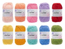 Millais Cotton Medium 10 Color 1 Ball 40g Crochet Knitting Yarn, Thick, Set, Approx. 128m, (Bright) gray