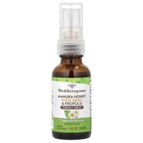 Wedderspoon, Manukos medus ir propolisas, Gerklės purškalas, Ramunėlių ir mėtų skonio, MGO 400+, 1 fl oz (30 ml) white