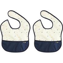 Pli? color matching waterproof baby food bib, 2 pieces, 14 byeoldal white