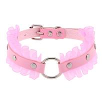 Diezi Madingas Punk Rožinis Nėrinių Odinis Choker Kaklo Grandinėlė Moterims Vyrams Torques Harajuku Gotikinė Apskritimo Širdies Pakabukas Kaklo Papuošalai pink