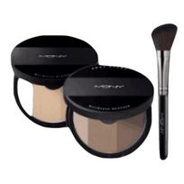 MQNY McQueen New York fake-up contour shading 3-piece brush set/nose shading highlighter 3 colors 9g 145361, beige brown + brush black