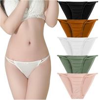 [TUOTISI] Women's Satin Thong T-Back Sexy String Panties Half-Back Set (LL Size) - 5 Colors - Shiny - Flattering Butt white