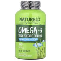 NATURELO, omega-3 triglyceride fish oil, 1,100mg, 120 softgels
