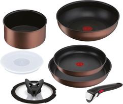 Tefal Puodų ir keptuvių rinkinys su nuimama 7 dalių rankena, suderinamas su IH, dujine virykle, be pavojingų medžiagų, tokių kaip Neo IH Brown L78791 Rankena, Rinkinys, Ugnis, ruda