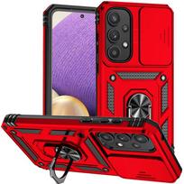 Dėklas Samsung Galaxy A05 A05S A15 A35 A55 su žiedu-laikikliu, šarvuotas, atsparus smūgiams, Coque, skirtas Galaxy A 05 05S 15 35 55, objektyvą apsaugantis dangtelis For Galaxy A05 raudona