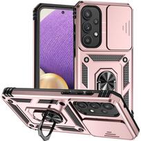 Dėklas Samsung Galaxy A05 A05S A15 A35 A55 su žiedu-laikikliu, šarvuotas, atsparus smūgiams, Coque, skirtas Galaxy A 05 05S 15 35 55, objektyvą apsaugantis dangtelis For Galaxy A05S rožinio aukso spalvos