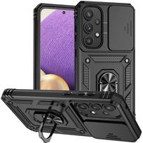 Dėklas Samsung Galaxy A05 A05S A15 A35 A55 su žiedu-laikikliu, šarvuotas, atsparus smūgiams, Coque, skirtas Galaxy A 05 05S 15 35 55, objektyvą apsaugantis dangtelis For Galaxy A55 5G juoda