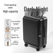 JOURHEY SHI Striped Side-Opening Hardshell Travel Luggage black