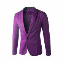 Vyriškas siauro kirpimo vienspalvis vieno sagos laisvalaikio kostiumo švarkelis 3XL purple