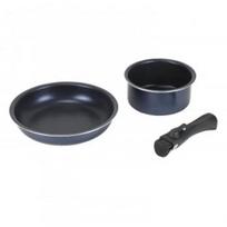 Pearl Metal Cookware 3 Piece Set Diamond Coated IH Compatible Oven Compatible Stack Alpha HB-6001 black