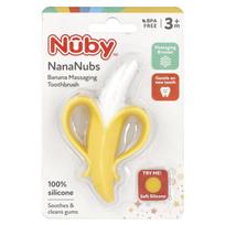 Nananoops Banano formos masažuojantis dantų šepetėlis, nuo 3 mėn., 1 šepetėlis white