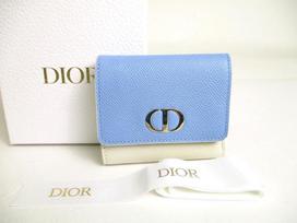 Authentic Christian Dior Montaigne Light Blue Pearl White Leather Trifold Wallet #a450  Open box